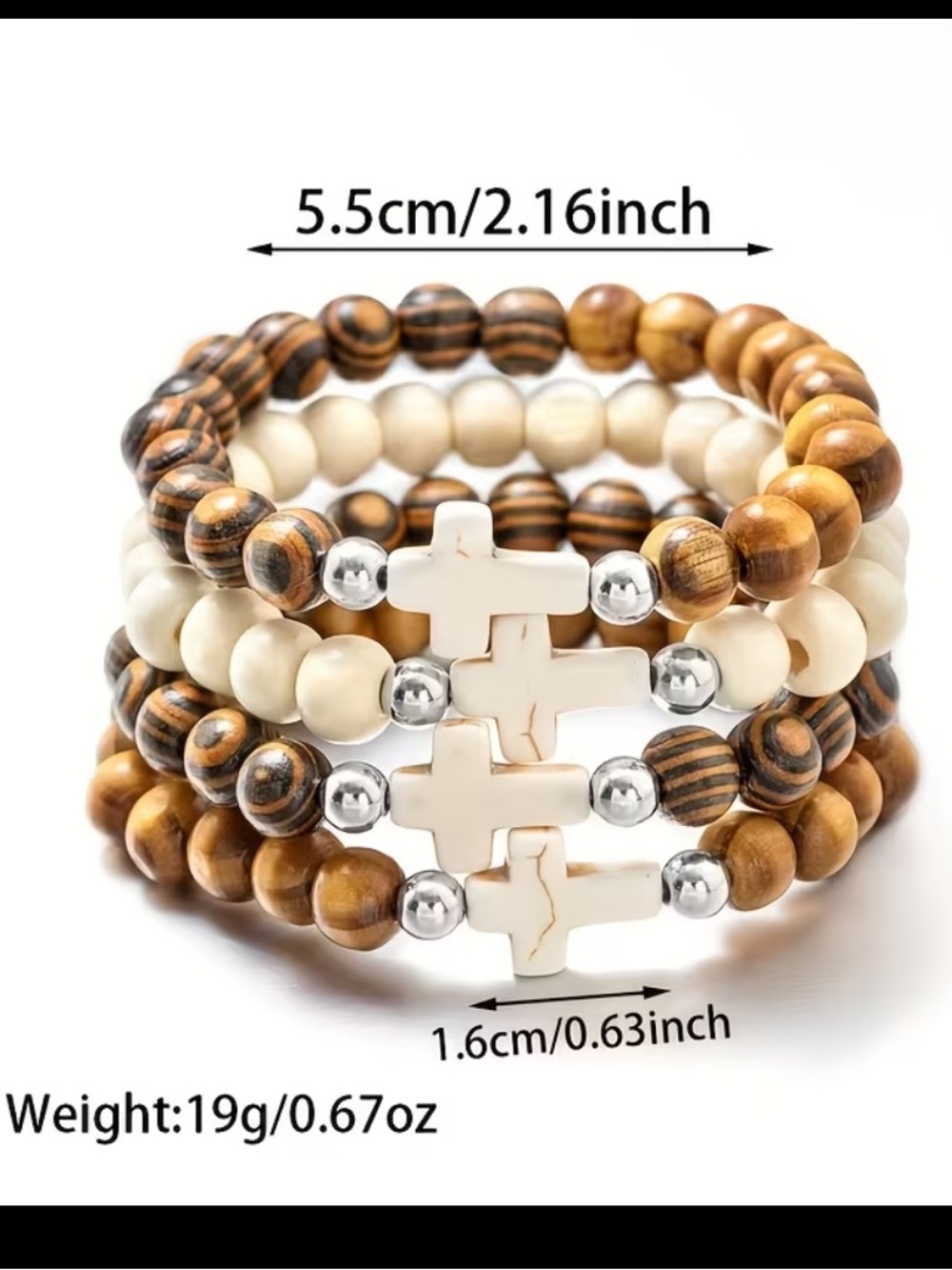 One Random Multi-Strand Beaded Cross Bracelet - Picture 2 of 4